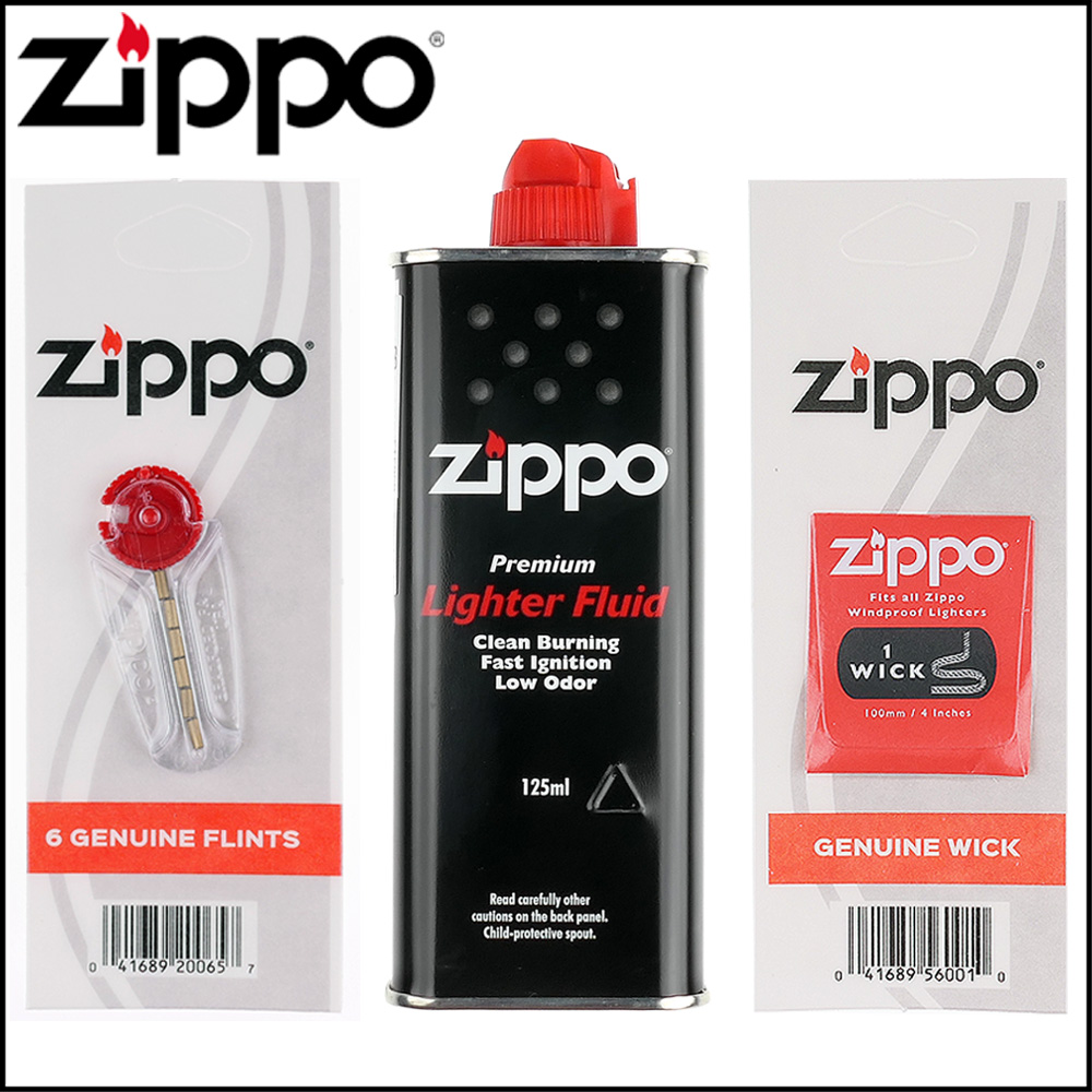 【ZIPPO】(棉芯 打火石 小罐補充油)3項合購優惠組