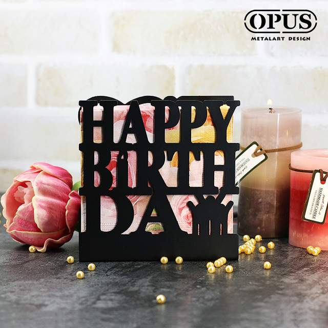 OPUS東齊金工 歐式鐵藝-生日快樂收納架(黑) 桌上型置物架目錄架 婚禮LOVE情人節生日禮物 LE-hb28B