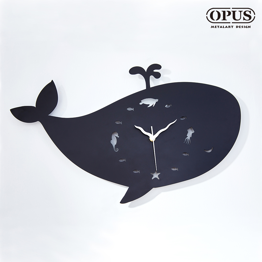 OPUS東齊金工 歐式鐵藝時鐘 藍鯨小夜曲(經典黑) 靜音壁鐘鐘錶 裝飾藝術掛鐘 CL-wh10(B)