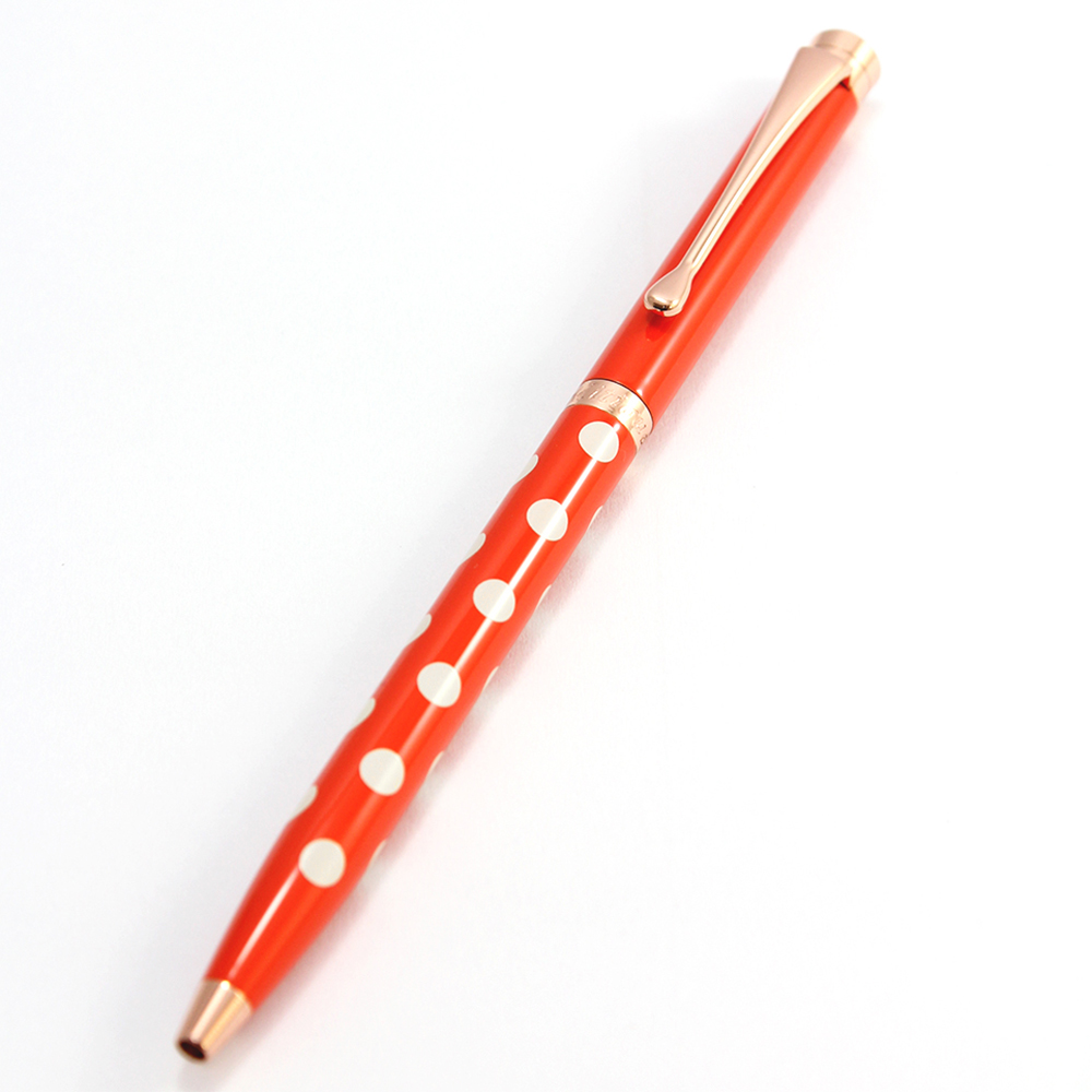 MITIQUE美締克 Oriental 東方美系列 熔岩橘小圓點玫瑰金夾原子筆