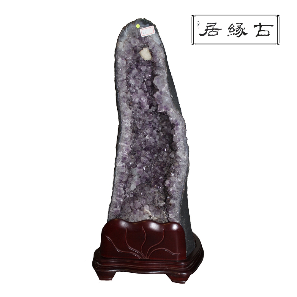 古緣居 巴西天然紫水晶洞 +木製底座(24.9公斤)
