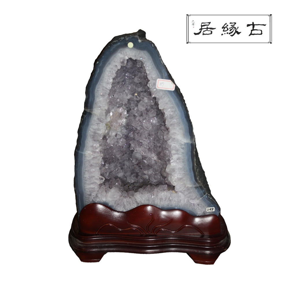 古緣居 巴西天然紫水晶洞 +木製底座(20.9公斤)