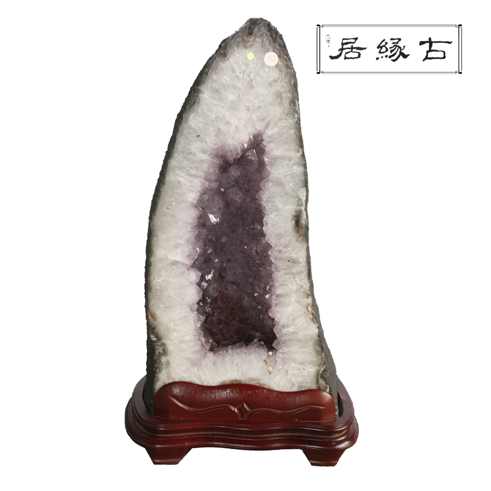 古緣居 巴西天然紫水晶洞 +木製底座(23.45公斤)