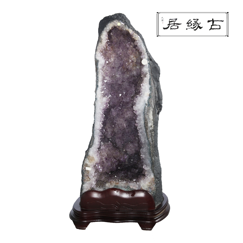 古緣居 巴西天然紫水晶洞 +木製底座(33.45公斤)