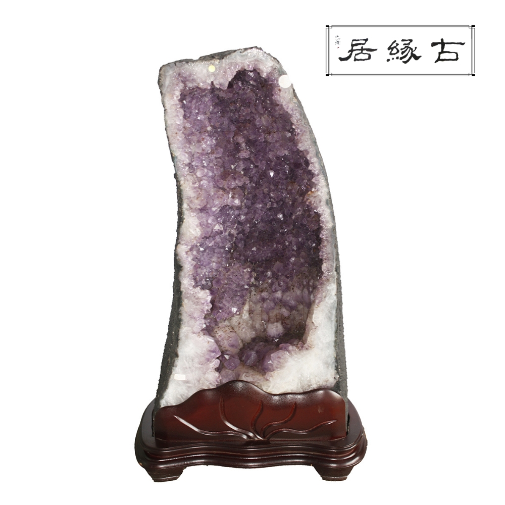 古緣居 巴西天然紫水晶洞 +木製底座(27.85公斤)