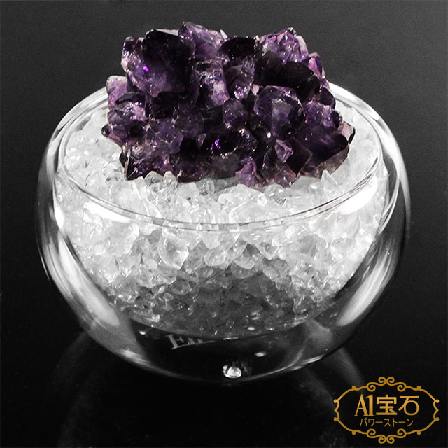 【A1寶石】日本頂級天然紫水晶/白水晶聚寶盆-招財轉運居家風水必備(含開光加持)