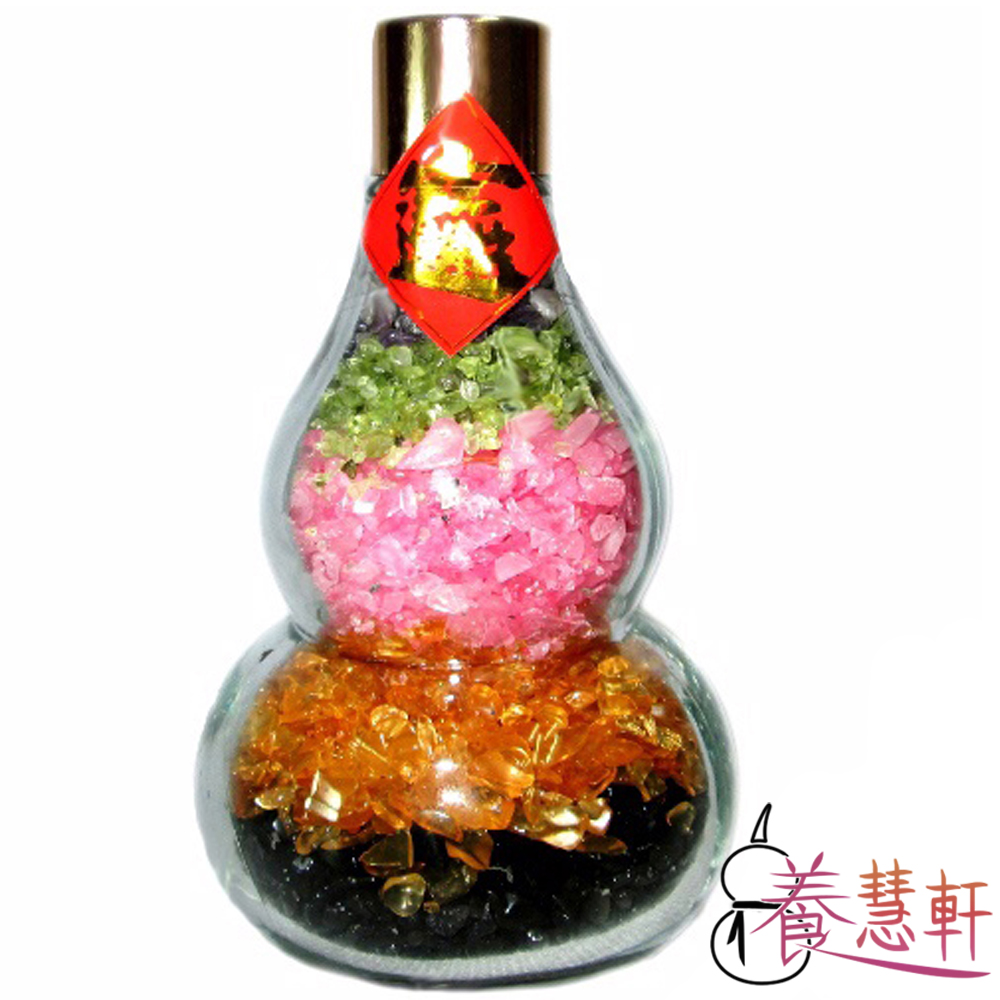 【養慧軒】天然五行水晶葫蘆瓶 擺件(高約11公分)