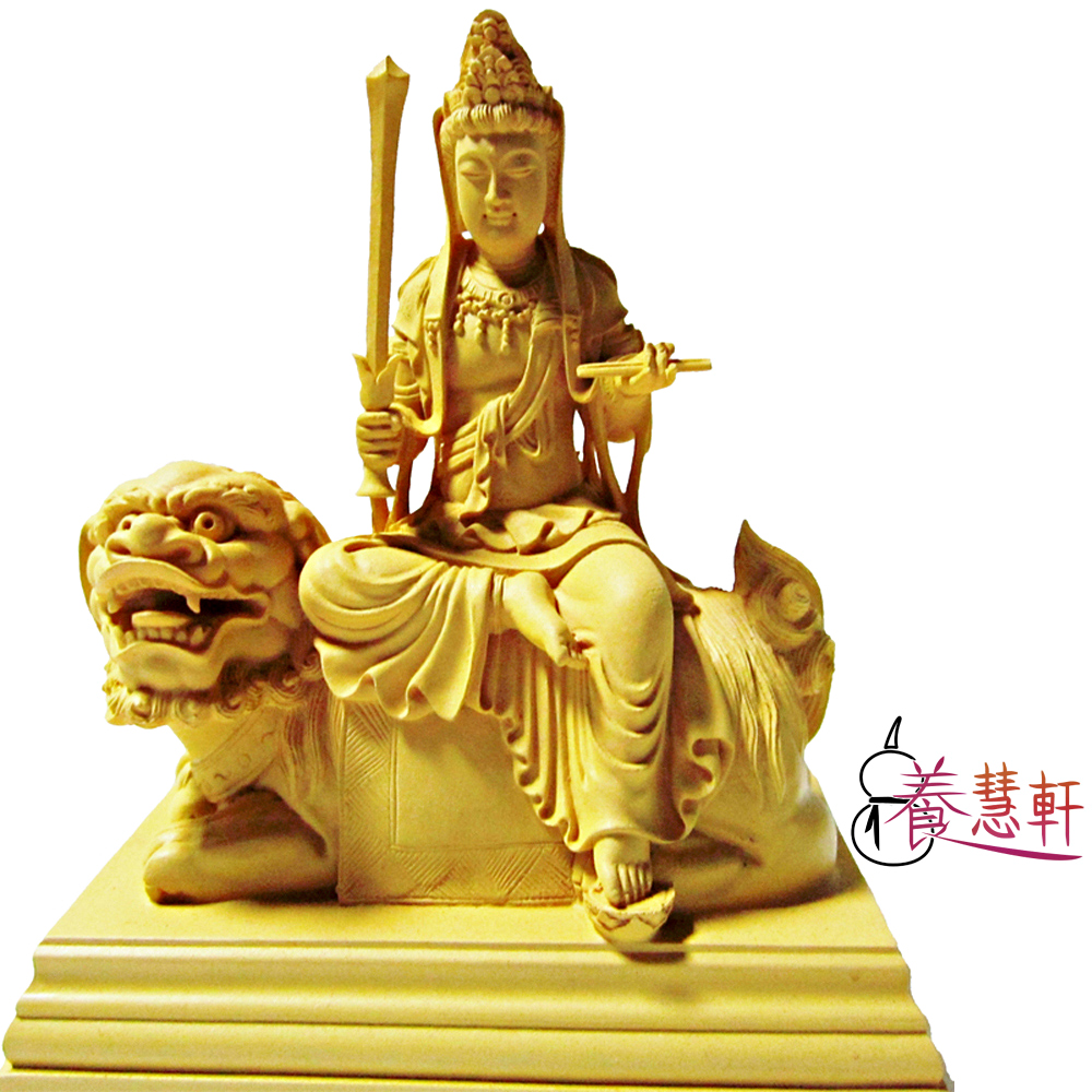 【養慧軒】金剛砂陶土精雕佛像 文殊菩薩(木色)