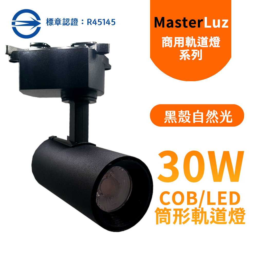 MasterLuz-COB 30W RICH LED商用筒形軌道燈 黑殼自然光