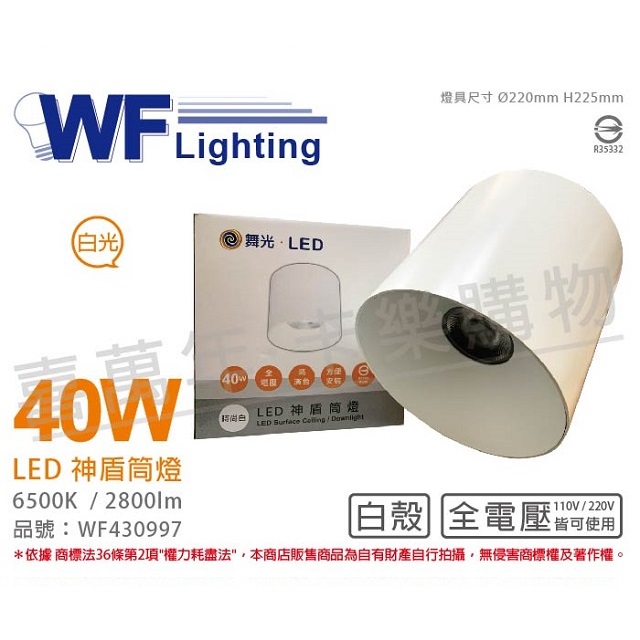 舞光 LED-CEA40D 40W 6500K 白光 全電壓 白殼 神盾吸頂筒燈 _ WF430997