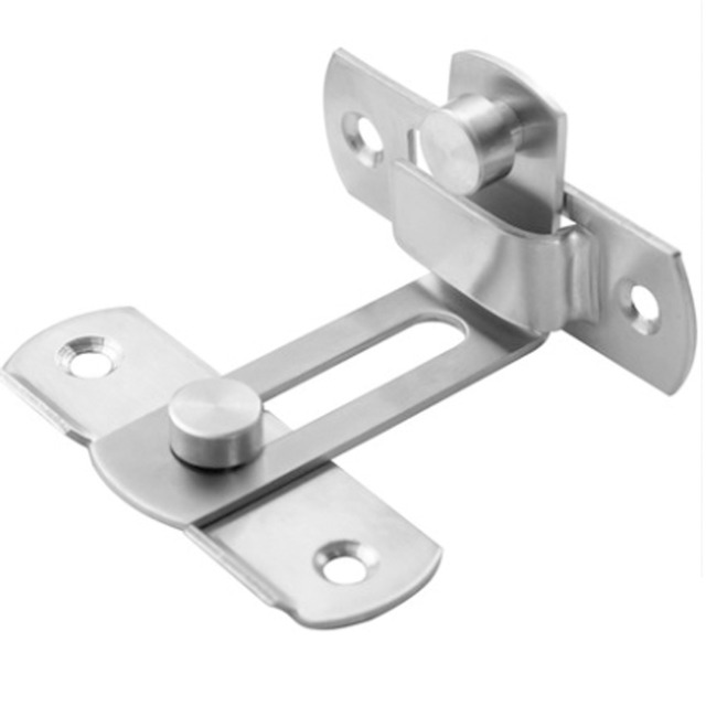 HE024-M 中號不鏽鋼門鎖 90度 白鐵打掛鎖 90ﾟ門栓直角鎖 門閂 掛扣 門扣 門止