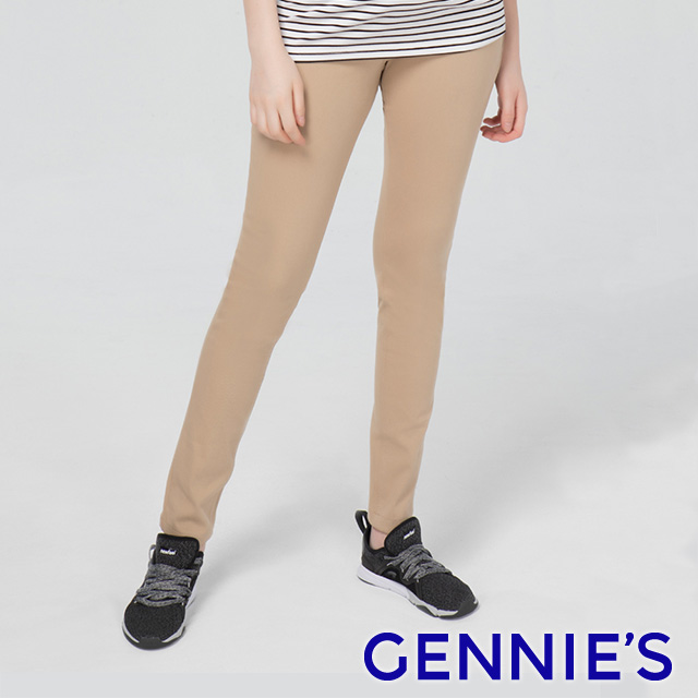 Gennies奇妮 彈力窄管顯瘦修身褲(卡其T4F09)