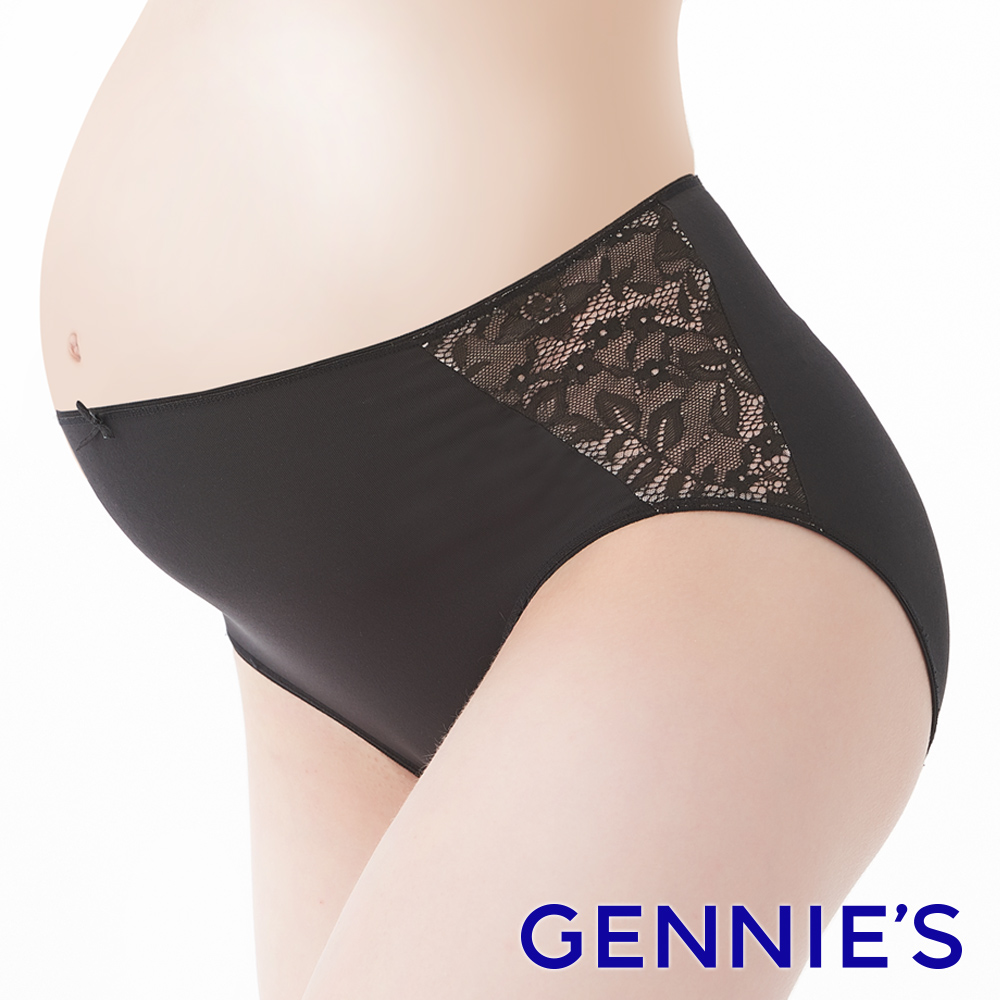 Gennies奇妮 華麗蕾絲系列-中腰內褲-黑色(GB32)