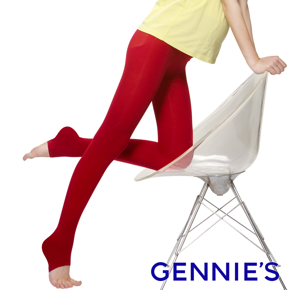 Gennies奇妮 孕婦專用時尚彈性厚棉踩腳褲襪/九分褲襪-深灰/紅/深紫/黑(GM34)