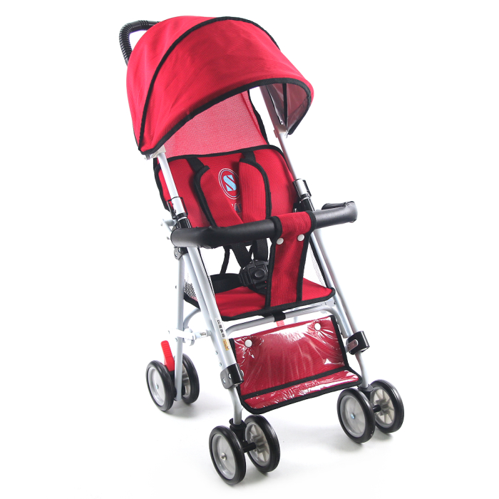 S-Baby 全新抗UV輕便型推車(五點式安全帶/可變座椅)-紅