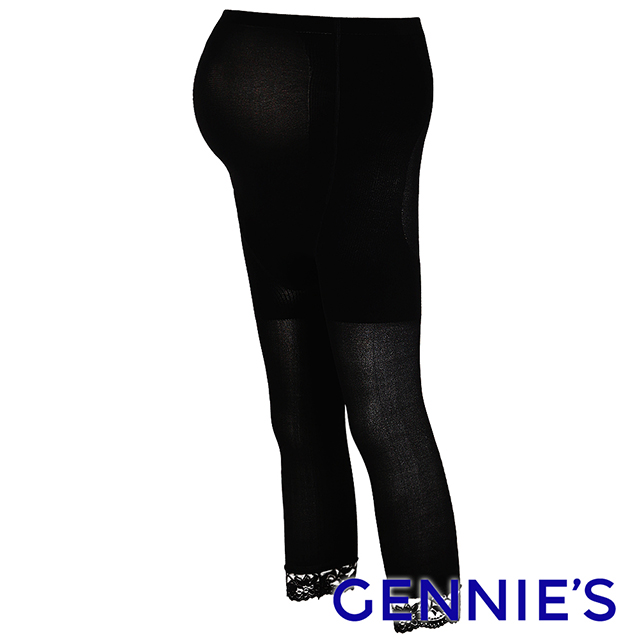 Gennies奇妮 彈性蕾絲孕婦專用七分褲襪(黑GM42)