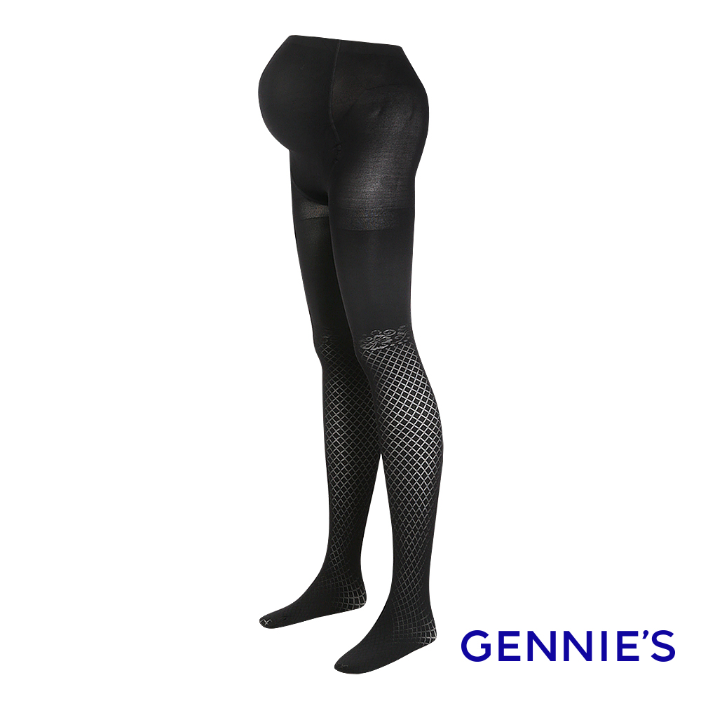 Gennies奇妮 網狀緹花孕婦專用彈性褲襪(黑GM72)
