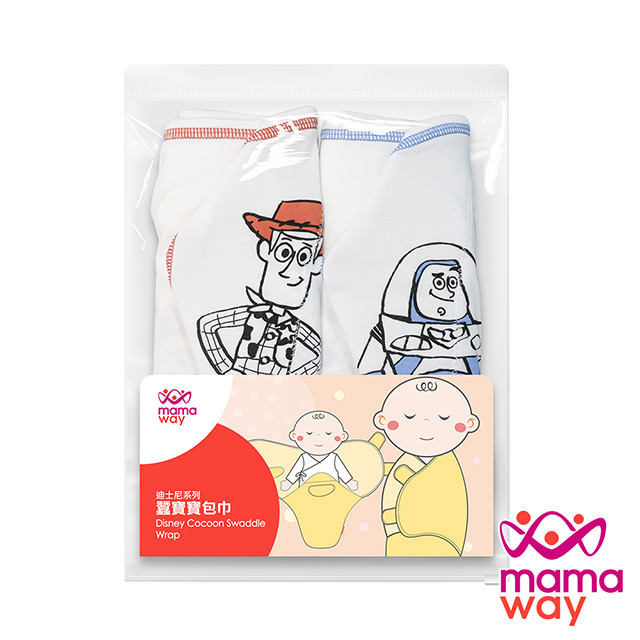 【mamaway 媽媽餵】迪士尼系列(玩具總動員)蠶寶寶包巾組 2入