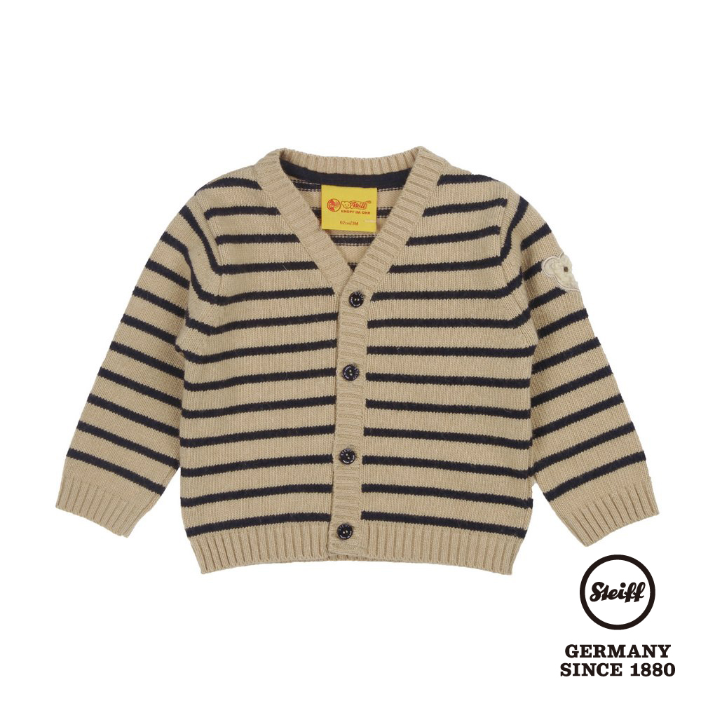 STEIFF德國精品童裝 - 長袖 條紋 針織 羊毛外套 咖 (40上衣/外套)