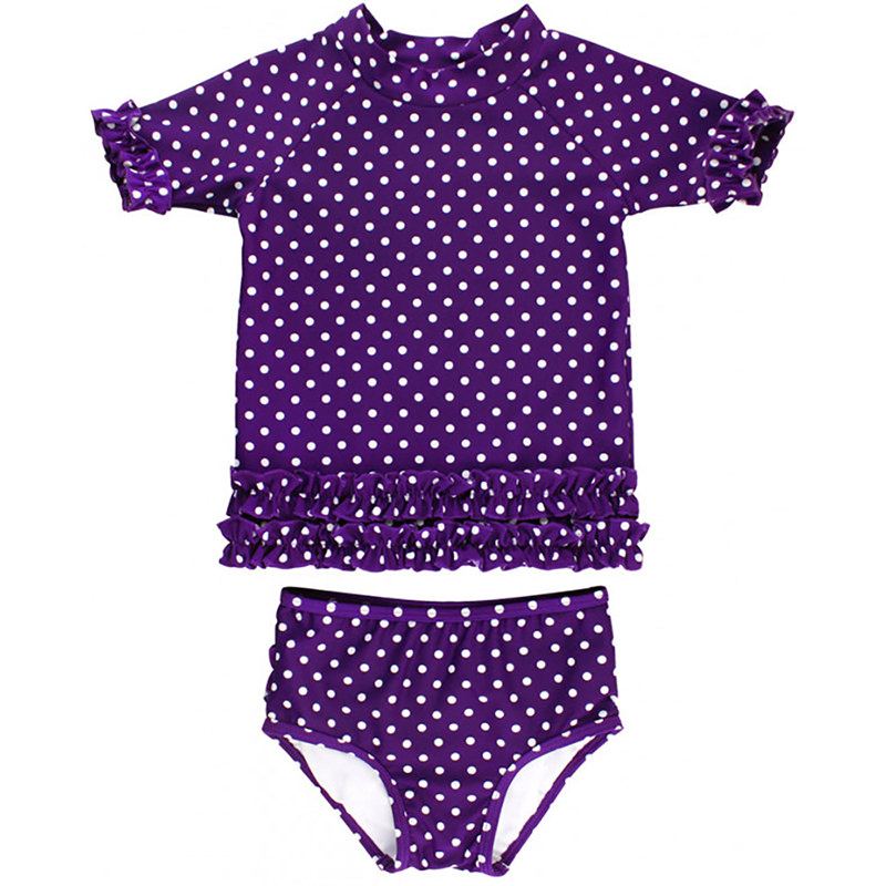 美國 RuffleButts 小女童比基尼泳裝_深紫白點點泳裝 (RBSW07-07)