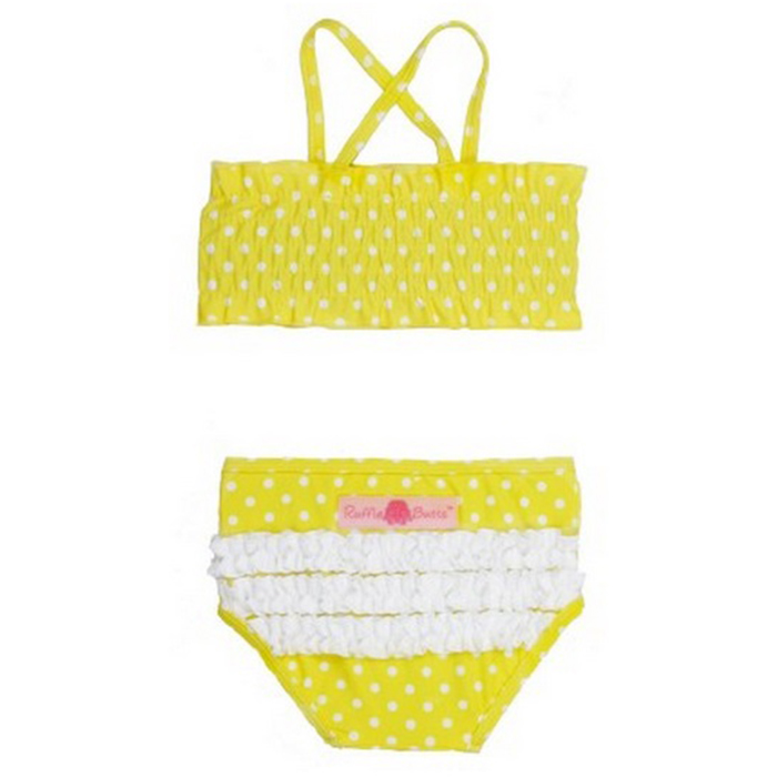 美國 RuffleButts 小女童兩截式泳裝_檸檬黃白點點泳裝 (RBSW08-03)