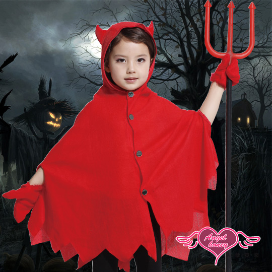 角色扮演 地獄小惡魔 兒童萬聖節派對表演服(紅M,L) AngelHoney天使霓裳