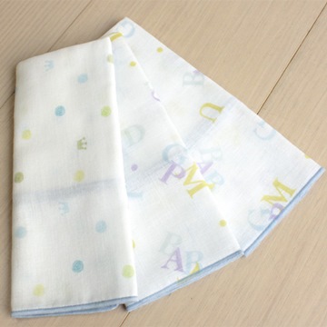 GMP BABY 6入藍色舒適字母純棉紗布手巾