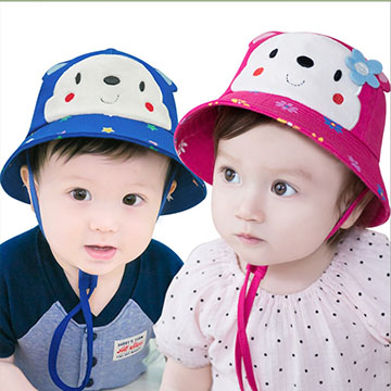 Lemonkid 檸檬寶寶◆可愛小花猴點點防曬造型附繩兒童漁夫帽 遮陽帽
