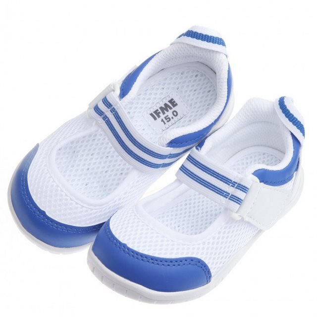 【布布童鞋】日本IFME夏日藍白透氣網布機能室內鞋(PBS396B)