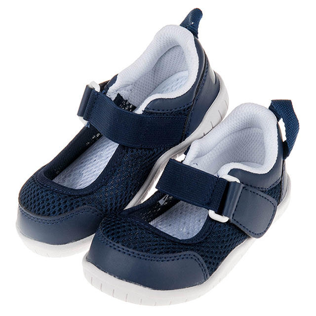 《布布童鞋》日本IFME透氣網布深藍色兒童機能室內鞋(15~19公分) [ P9X811B