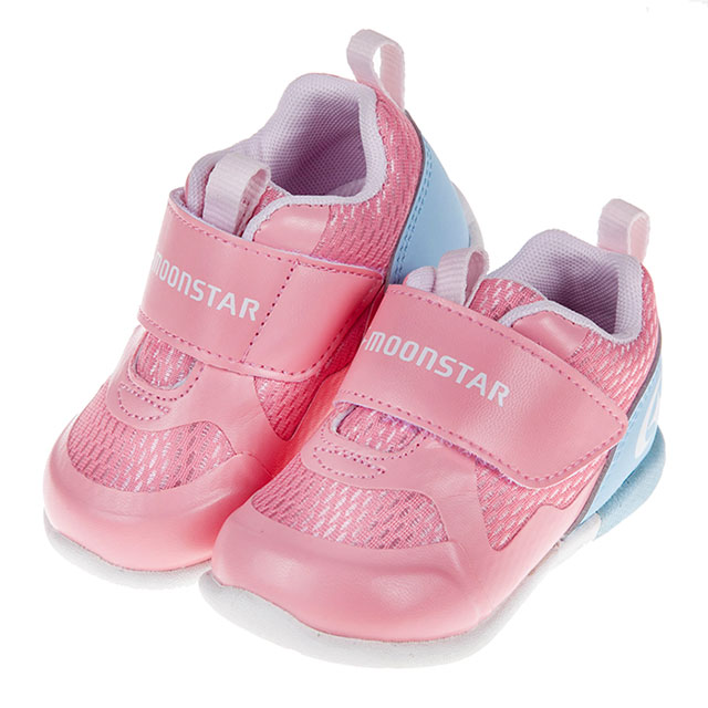 《布布童鞋》Moonstar日本3E寬楦粉色光澤感寶寶機能學步鞋(12.5~14.5公分) [ I0M154G
