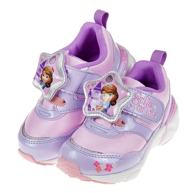 《布布童鞋》Moonstar蘇菲亞小公主LED電燈紫色兒童機能運動鞋(15~19公分) [ I0D499F