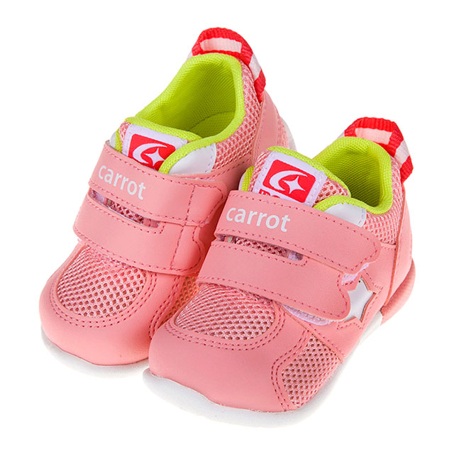 《布布童鞋》Moonstar日本Carrot速乾網布3E粉色寶寶機能學步鞋(12~14.5公分) [ I0C204G