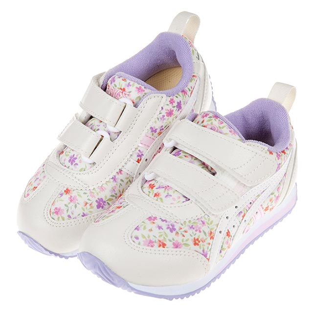 《布布童鞋》asics亞瑟士紫色小碎花兒童機能運動鞋(16~20公分) [ J0F187F