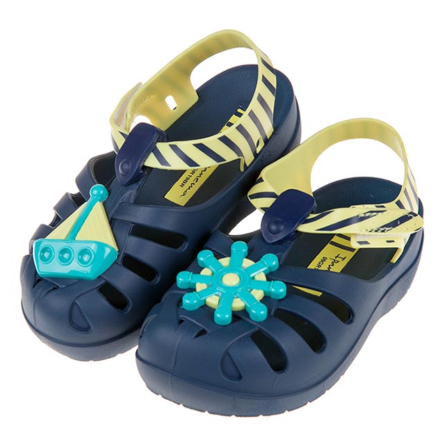 《布布童鞋》Ipanema海上小英雄藍黃色寶寶護趾涼鞋香香鞋(14~17公分) [ U0E688B