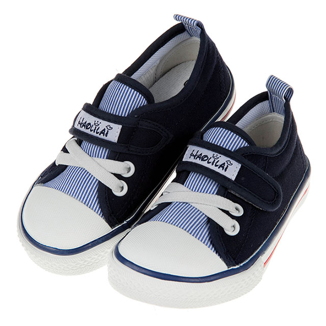 《布布童鞋》百搭時尚藍色條紋兒童帆布休閒鞋(15~20公分) [ T9Y127B