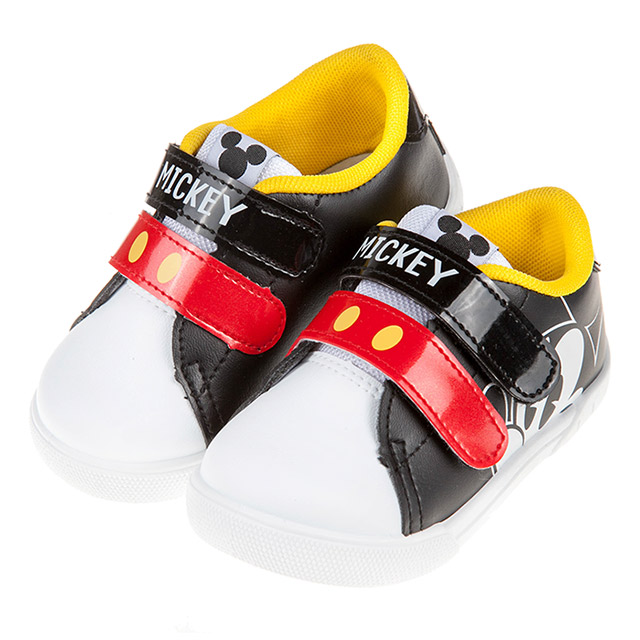 《布布童鞋》Disney迪士尼米奇白黑色皮質兒童休閒鞋(15~19公分) [ D9N811D