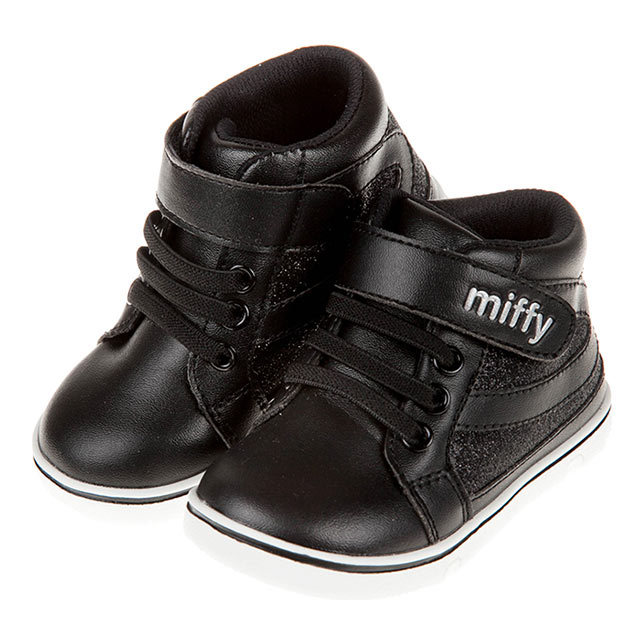 《布布童鞋》Miffy米飛兔閃亮黑色寶寶皮革靴(13.5~15.5公分) [ L9W017D