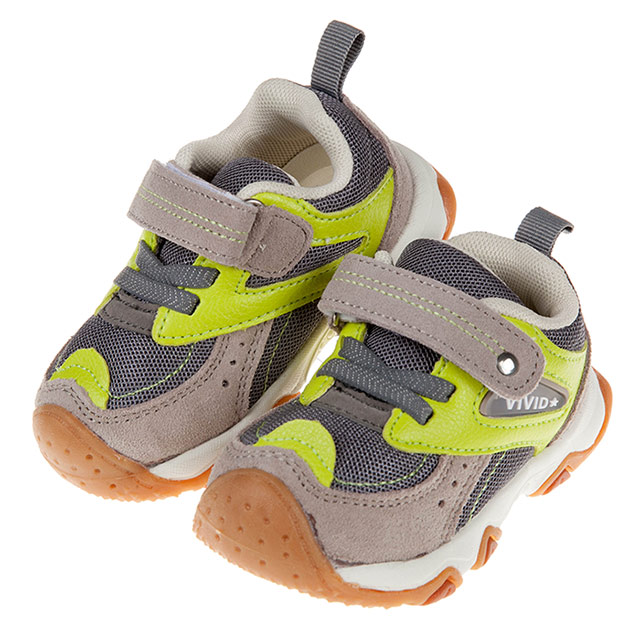 《布布童鞋》BABYVIEW特選透氣灰綠色寶寶機能學步鞋(14~19公分) [ O9T148J