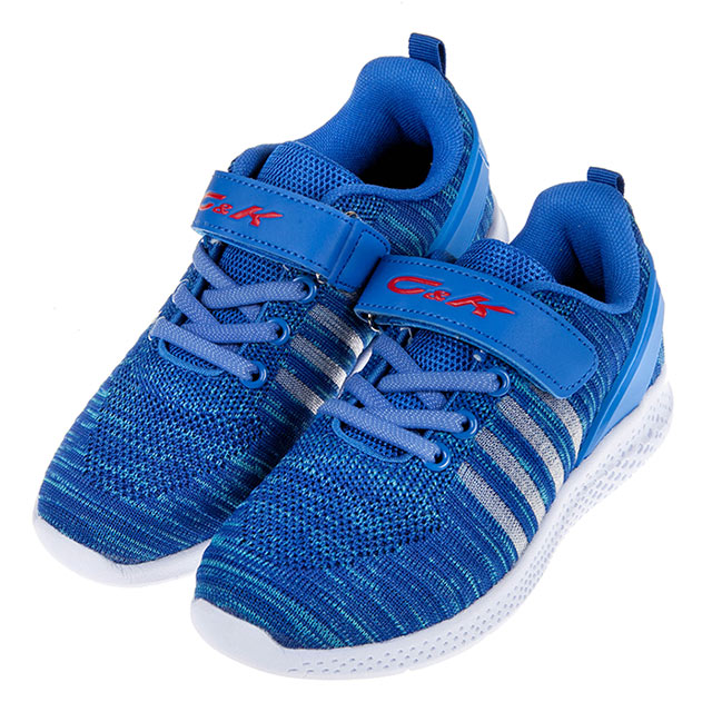《布布童鞋》流行針織鞋面漸層藍色透氣兒童運動鞋(22~24.5公分) [ T9W532B
