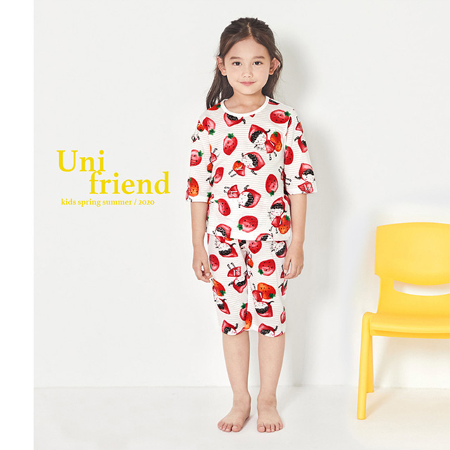 韓國 unifriend 無螢光劑、100%有機純棉、超優質小童居家服/睡衣_水果女孩_UF012