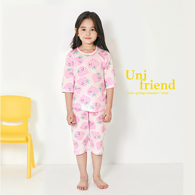 韓國 unifriend 無螢光劑、100%有機純棉、超優質小童居家服/睡衣_小桃子_UF014