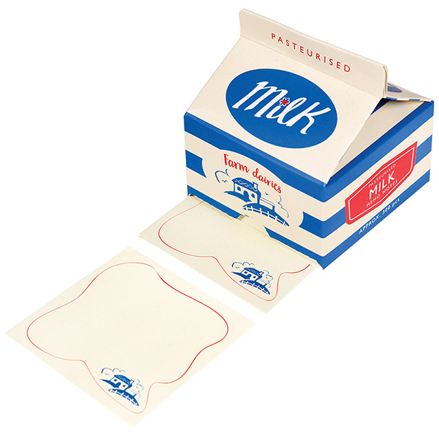 英國 Rex London 牛奶盒造型便條紙_藍白線條_RL27420