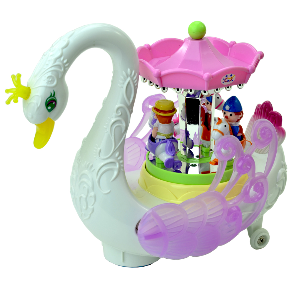 【Swan Paradise】天鵝造型旋轉木馬音樂燈光趣味萬向行走玩具
