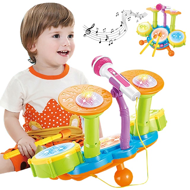 兒童音樂鼓 電動燈光玩具爵士鼓 寶寶早教益智架子鼓