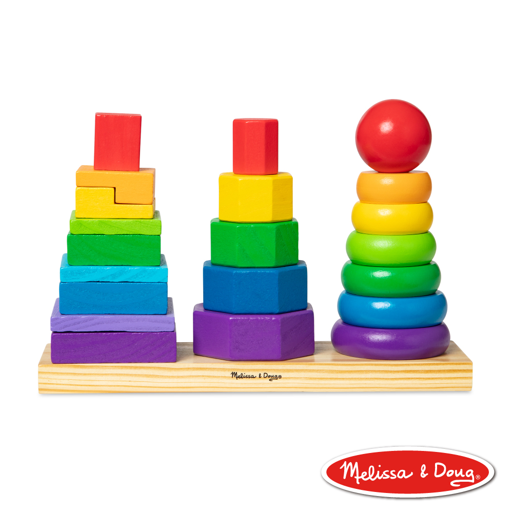 美國瑪莉莎 Melissa & Doug 益智遊戲 - 彩虹幾何疊疊樂