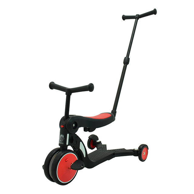 【BabyBabe】三合一平衡三輪車/滑步車/滑板車-紅色 ( 附推把 )