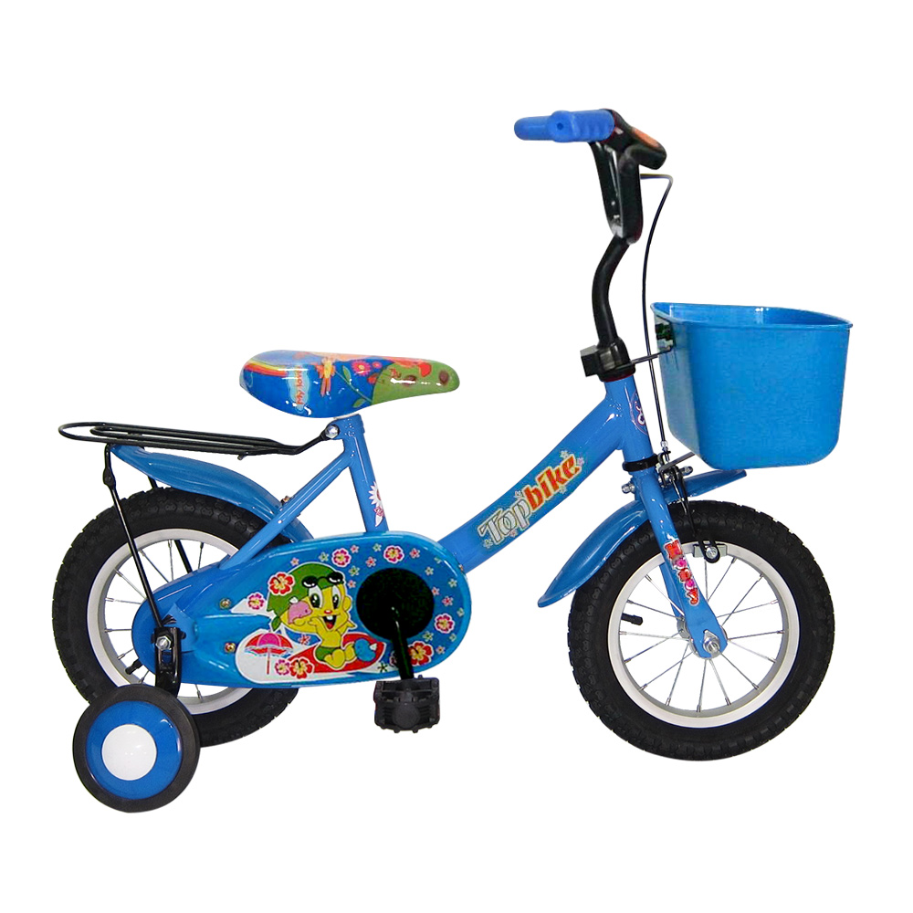 【Adagio】12吋大頭妹打氣胎童車附置物籃-藍色~台灣製造