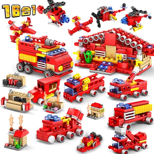 消防系列-16合一 消防指揮 新款積木 (兒童益智拼裝早教玩具)