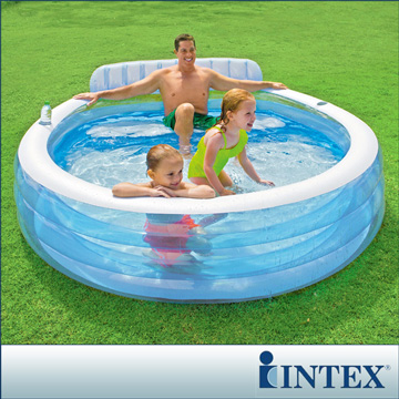 INTEX 圓型藍色有靠背游泳池 (57190)